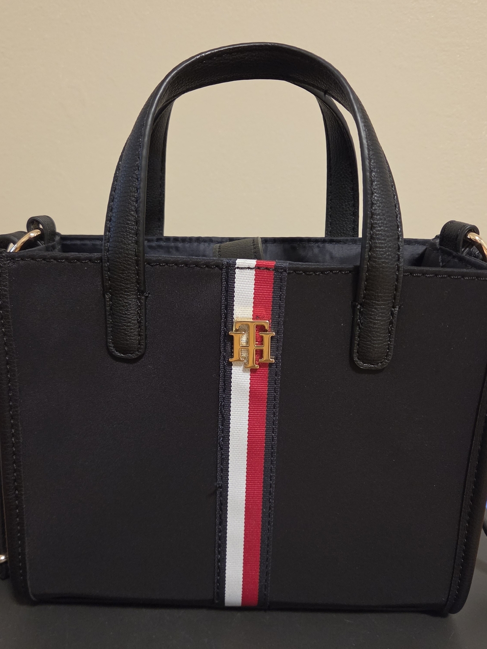 Tommy Hilfiger Navy Tote with Signature Center Stripe